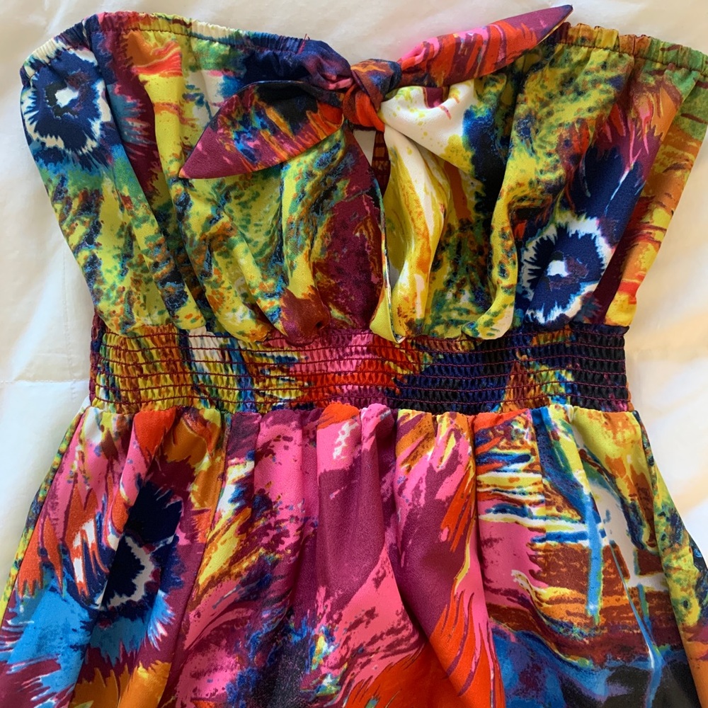 Floral strapless vacation dress